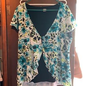 Short sleeve multi-color blouse